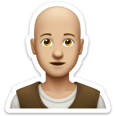 bald boy portrait looking at viewer sticker