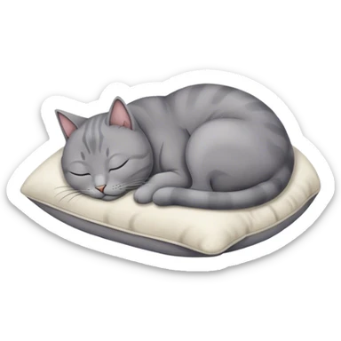 grey cat sleeping on the pillow  sticker