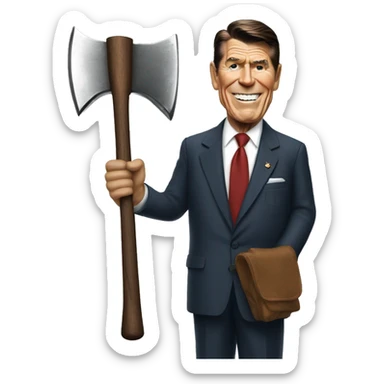 Ronald Reagan holding an axe sticker