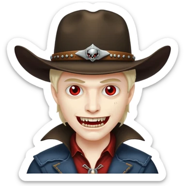 Vampire with a cowboy hat sticker