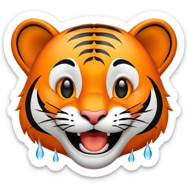 laughing tiger face with tears of joy for Twitch emote sticker