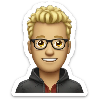guy with glasses and blonde mohican sticker