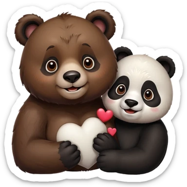 Bear in love with a panda  sticker