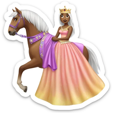 Horse wearing a princess dress and crown sticker