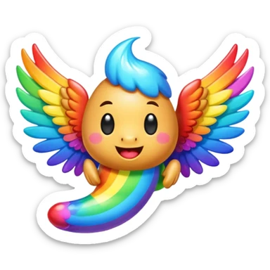 rainbow poop with wings sticker