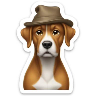 dog pooping with a hat on sticker