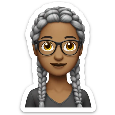  make skin a bit lighter and hair gray in braids add glasses  sticker