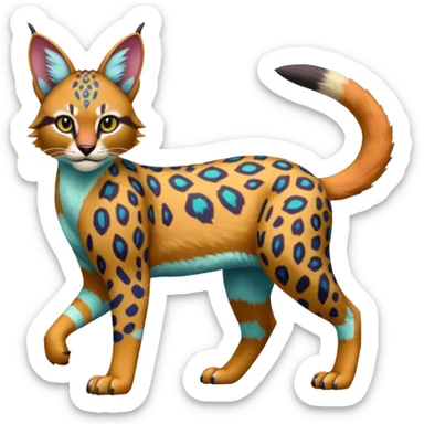 Colorful Bobcat-Caracal-Leopard-Genet-Pokémon-Digimon-Fakémon-fusion-hybrid-creature sticker