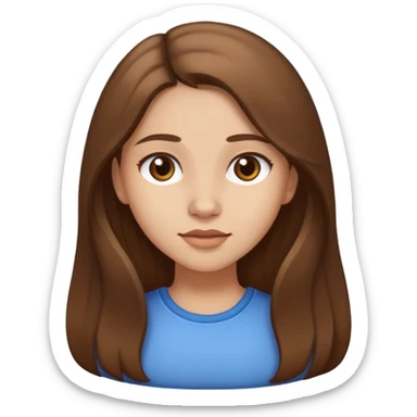 girl with long brown hair and light skin tone  sticker