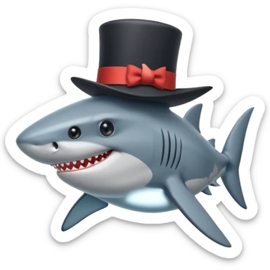 Shark with a top hat sticker
