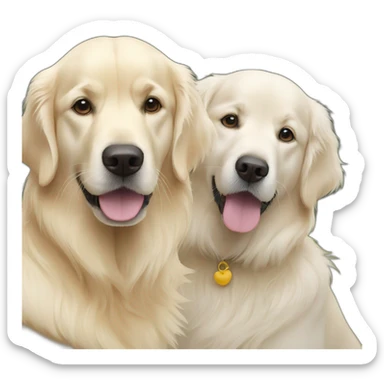 one white golden retriever and one golden retriever sticker