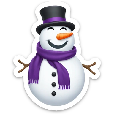 Snowman with purple scarf and hat sticker