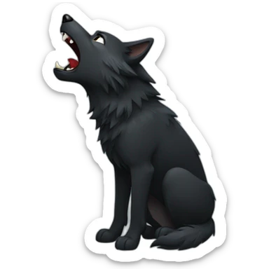 Black wolf howling  sticker