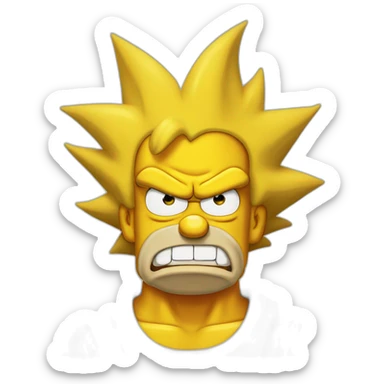 Homer Simpson Disguised as Angry Goku sticker