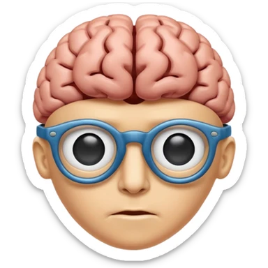 CEREBRO ANIMADO SEÑALANDO, USA LENTES sticker