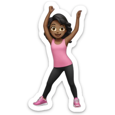 Girl dancing in black leggings and pink top sticker