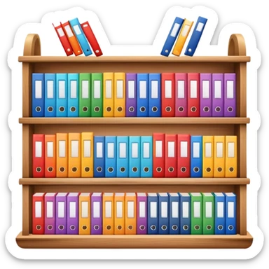 colorful books neatly arranged in a row on a shelf sticker