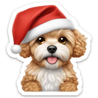 Red Maltipoo in Santa costume  sticker