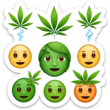 fait moi un pack demojis De fumeur pas avec les emojis de base mais des inventé type tete de beuh feuille de pe sticker