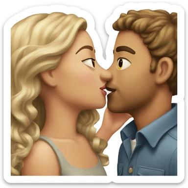 A girl kissing guys cheek sticker