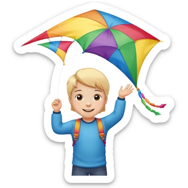 little kid with kite sticker