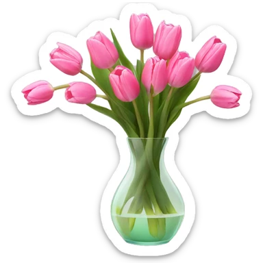 Pink tulips in glass vase  sticker