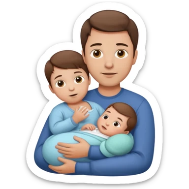 dad with short brown hair and fair skin with newborn baby  sticker