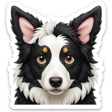 A black and white border collie with cow's horns. sticker