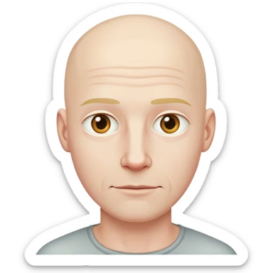 thin bald white guy with pale skin sticker