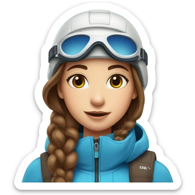 Pretty girl brown hair blue eyes Ski  sticker