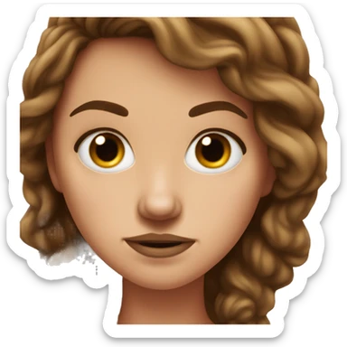 Mean girl with brown hair and scrunched nose sticker