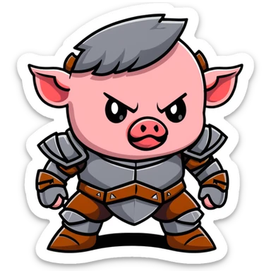 angry Minecraft baby Piglin in leather armor sticker