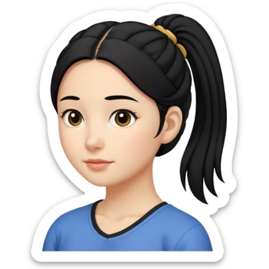 cewe lembut rambut hitam  kuncir satu kayak cute gitu tapi gausah adakepangnya  dan sudah agak dewasa gitu sticker