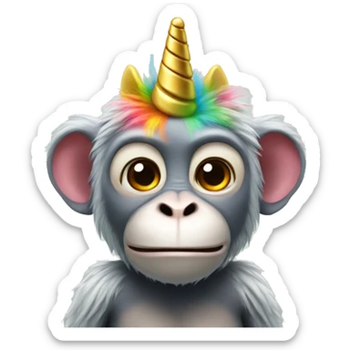 rainbow monkey with unicorn horn sticker