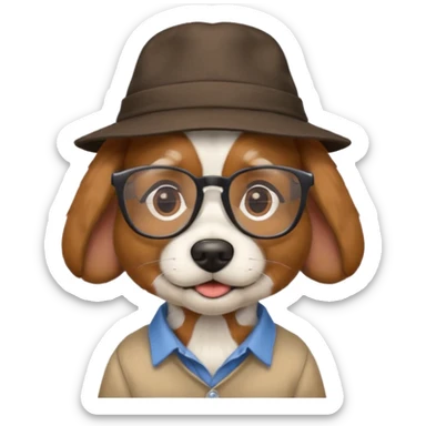 glasses and hat dog with shirt sticker