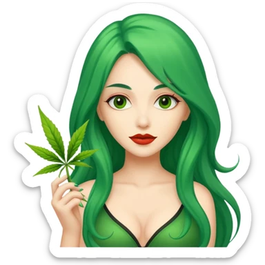 Woman with long green hair protector of weed sexy sticker