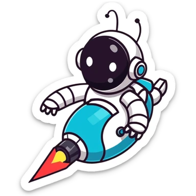 Cute robot transforming into faster upgraded version with upward motion sticker