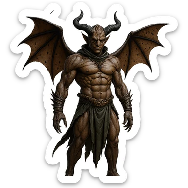 Remove the background to depict the full body of a photorealistic demon on a transparent background. sticker