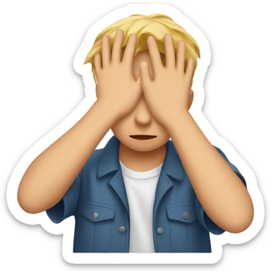 A kid hiding his eyes with his hands sticker