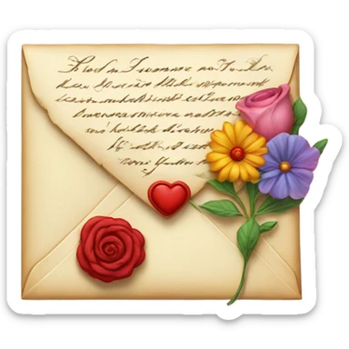 Love letter with flowers and kiss  sticker