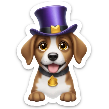 A TOK emoji of a puppy with a magician's hat on sticker