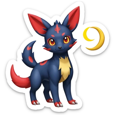 Cute Shiny Guilmon-Quilava-Umbreon-Fakémon-hybrid-creature (full body)  sticker
