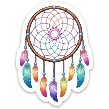 Iridescent pastel rainbow colorful transparent bright light luminescent dream-catcher  sticker