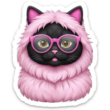 Black cat and pink glasses sticker