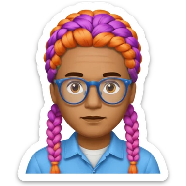 colorful braided hair man with glasses sticker