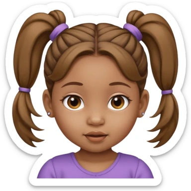 brown baby girl with ponytails hairstyle  sticker