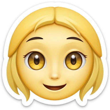 super cute anime eyes classic yellow face cheesy smile bigger smile and thicker eyebrows  sticker