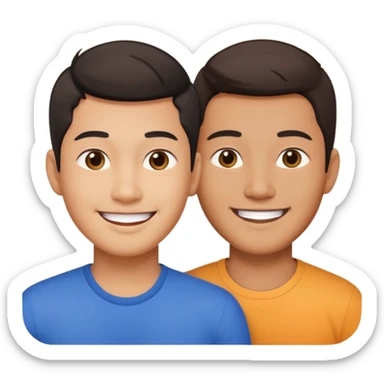 asian gay couple smiling sticker