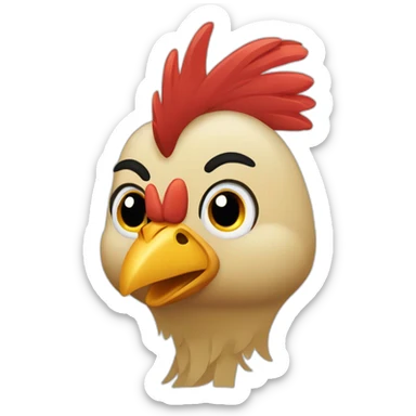 Gallina con peluca de milei sticker