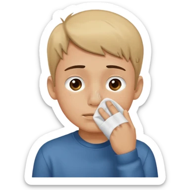 boy covering his nose due to bad smell sticker